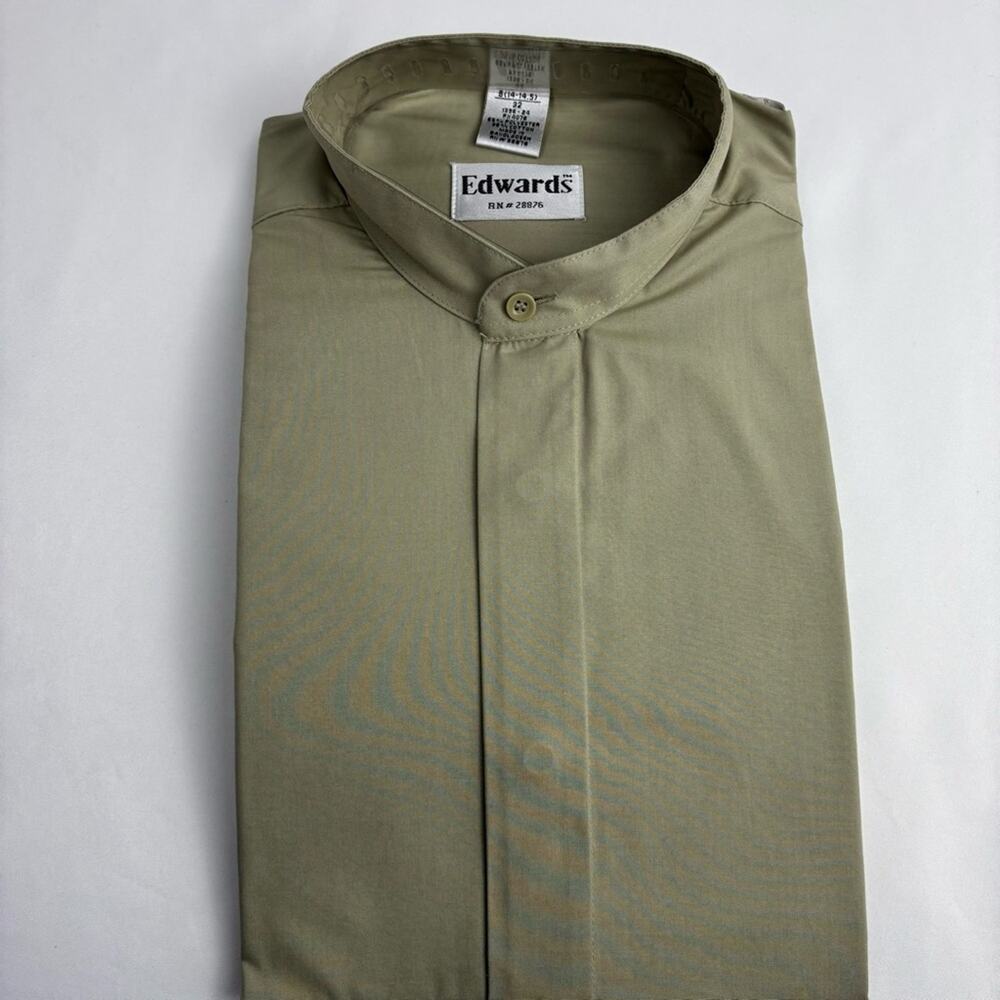 NWT Edwards Men's Dress Shirt Button Down Long Sleeve- Olive Green Small 14-14.5